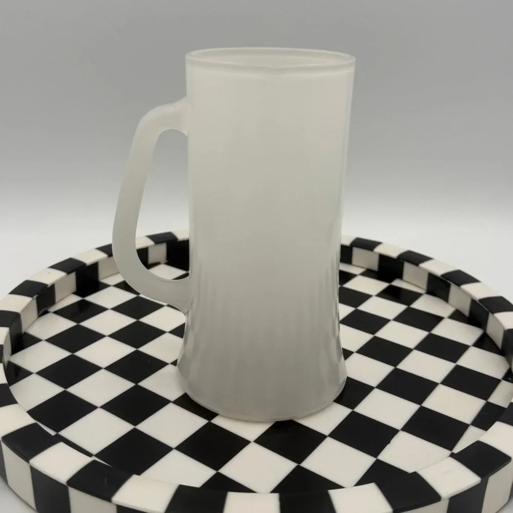 Playboy‎ Club Black Bunny Logo White Beer Glass Mug Handled 6 1/4